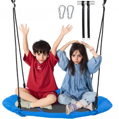 VEVOR Tree Swing, 40 Inch Saucer Swing, 750lbs Weight Capacity, 900D Oxford Fabric Swing Seat with 2 Tree Hanging Straps and Adjustable Multi-Strand R