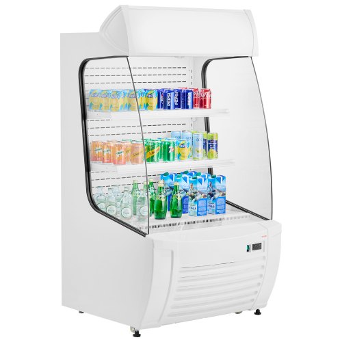 VEVOR Open Air Merchandiser, 2-Tier Shelving Commercial Refrigerator, Grab and Go Display Cooler Refrigerator with Air Curtain, LED Advertising Light,