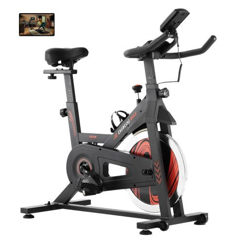 VEVOR Exercise Bike, Adjustable Stationary Bike, Indoor Cycling Bike for Home Cardio, Workout Bike with Silent Belt Drive, Comfortable Seat Cushion, L