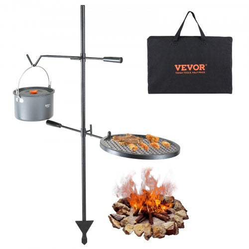 VEVOR Swivel Campfire Grill, Fire Pit Grill Grate over Fire Pits, Heavy Duty Steel Grill Grates, 360° Adjustable Open Fire Outdoor Cooking Equipment,