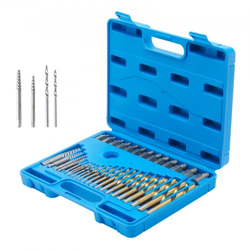 VEVOR Screw Extractor with Drill Bit Set, 35-Piece Bolt Extractor Kit, 19 PCS Bolt Extractors and 16 PCS Reverse HSS Drill Bits, with Storage Case, fo
