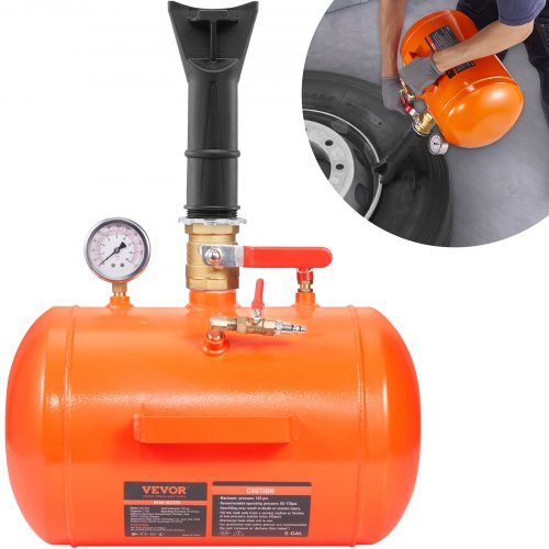 VEVOR Tire Bead Blaster, 5 Gallon-19L Capacity, Includes Pressure Gauge & Handle, 145 PSI Max Inflation Tank, Operates Between 85-116 PSI for Cars, Tr