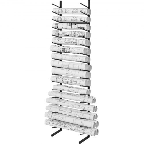 VEVOR Blueprint Storage Rack, Hanging Poster Display Rack 16-Tier, Vertical Blueprint Roll File Holder 2 Rolls-tire, Roll File Storage Rack for Bluepr