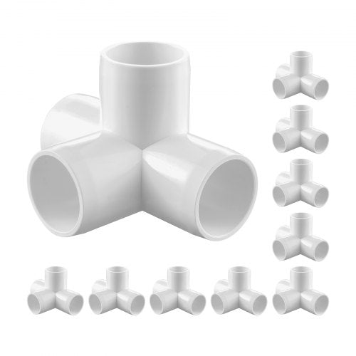 VEVOR 4-Way PVC Fittings, 1-inch PVC Pipe Joints Elbow Connector, 10-Pack Furniture Grade Pipe Corner Connectors for DIY Storage Rack, Animal Cage, Ga