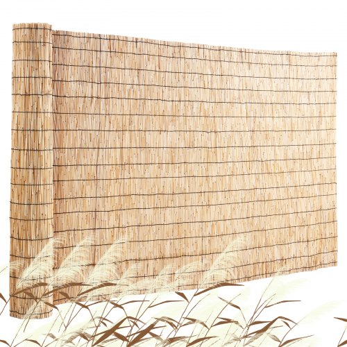 VEVOR Natural Reed Fencing, 5.5 ft x 16.4 ft, Reed Screen Curtain Balcony Reed Fence Roll for Outdoor Backyard Patio, Decorative Fence for Backyard Ga
