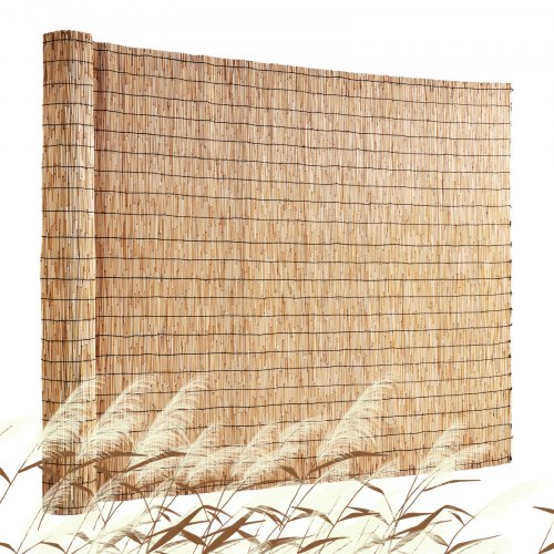 VEVOR Natural Reed Fencing, 4 ft x 16.4 ft, Reed Screen Curtain Balcony Reed Fence Roll for Outdoor Backyard Patio, Decorative Fence for Backyard Gard