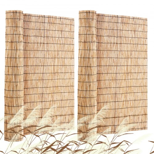 VEVOR Natural Reed Fencing, 4 ft x 16.4 ft, 2 Pack Reed Screen Curtain Balcony Reed Fence Roll for Outdoor Backyard Patio, Decorative Fence for Backya
