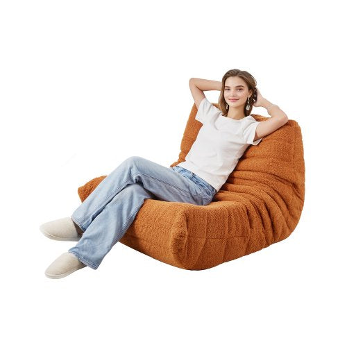 VEVOR Bean Bag Chair, L-Shaped Bean Bag Chair with Soft Armrests and Storage Pocket, 25D Memory Foam Filled with Soft Teddy Velvet Cover, Bean Bag for