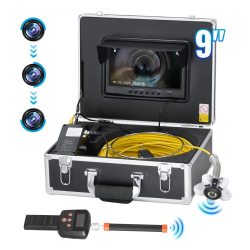 VEVOR Sewer Camera with 512Hz Locator, 165 ft-50 m, 9" Drain Inspection Camera with Self-Leveling, 36X Zoom, Plumbing Camera with Lights-12 LED, 32GB