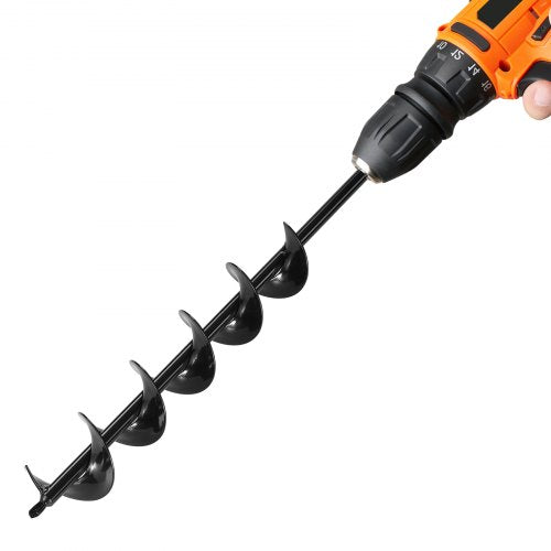 VEVOR Auger Drill Bit for Planting, Ø3.15" x 23.62" Spiral Drill Bit, for 3-8'' Hex Drive Drills, Heavy Duty Bulb Planter Tool, Hole Drilling Attachme