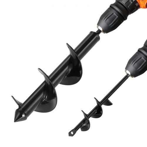VEVOR Auger Drill Bit for Planting Set of 2, Ø3.15 x 11.81 in & Ø1.57 x 8.67 in, Spiral Drill Bit for 3-8'' Hex Drive Drills, Heavy Duty Bulb Planter