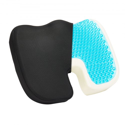VEVOR Seat Cushion, Cooling Gel + Memory Foam Seat Cushion, Pressure-Relief Wheelchair Seat Pad with U-Shaped Cutout & Removable Cover, Lightweight an