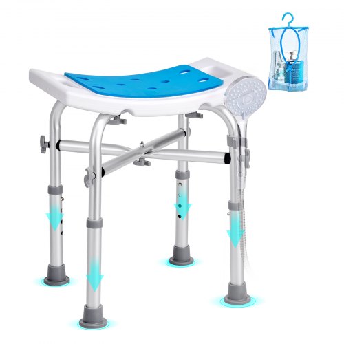 VEVOR Shower Chair, Adjustable Height Shower Stool with Crossbar Support, Shower Seat for Inside Shower or Tub, Non-Slip Bench Bathtub Stool Seat for