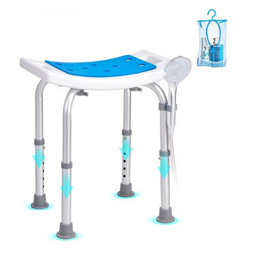 VEVOR Shower Chair, Adjustable Height Shower Stool, Shower Seat for Inside Shower or Tub, Non-Slip Bench Bathtub Stool Seat for Elderly Disabled Handi