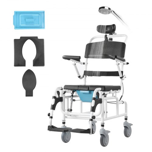 VEVOR Shower Wheelchair 17.5in-44.5 cm Al Alloy Bathroom Wheelchair for Disabled Adult