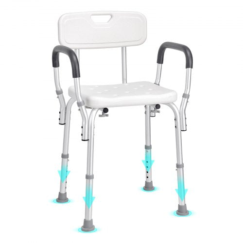 VEVOR Shower Chair, Shower Seat with Back, Adjustable Height Shower Stool, Shower Chair for Inside Shower Bathtub, Non-slip Bathroom Bench Bath Chair