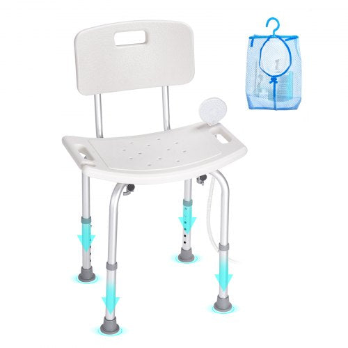 VEVOR Shower Chair, Shower Seat with Back, Adjustable Height Shower Stool, Shower Chair for Inside Shower Bathtub, Non-slip Bathroom Bench Bath Chair