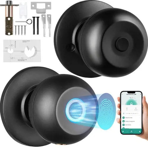 VEVOR Smart Door Knob, Fingerprint Smart Lock with APP Control, Biometric Door Lock Bluetooth Smart Lock, Easy Installation Door Lock, for Home Bedroo Matron Inn