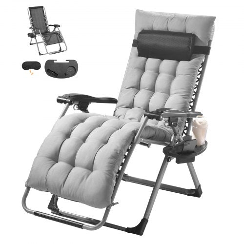 VEVOR Zero Gravity Chair, 26 inch Zero Gravity Recliner Lounge Chair for Indoor and Outdoor, Adjustable Anti Gravity Chair with Cushion, Headrest, Foo
