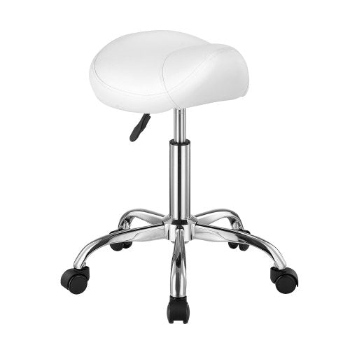 VEVOR Saddle Stool with Wheels, 450 LBS Weight Capacity Ergonomic Rolling Stool, Height Adjustable Thickened PU Leather Swivel Saddle Chair for Salon,