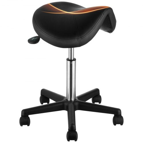 VEVOR Saddle Stool with Wheels, 181.4 kg Weight Capacity Ergonomic Rolling Saddle Stool, Height Adjustable Thickened PU Leather Swivel Saddle Stools C