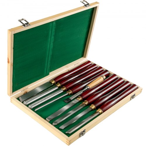 VEVOR 8-Piece Wood Lathe Chisel Kit, HSS Steel Blades, Woodworking Turning Tools with Wooden Storage Case, Ideal for Wood, Root, and Furniture Carving
