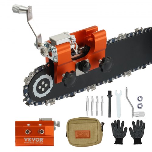 VEVOR Chainsaw Sharpener, Hand-Cranked Chain Saw Sharpening Jig Fit 4"-22" Chainsaws, Potable Saws Chain Sharpen Tool Set with 4 Grinding Heads for La