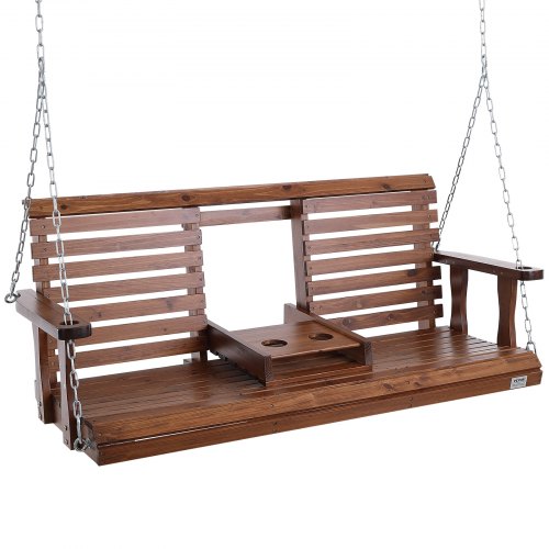 VEVOR Wooden Porch Swing 5 ft, Patio bench swing for Courtyard & Garden, Upgraded 880 lbs Strong Load Capacity, Heavy Duty Swing Chair Bench with Hang