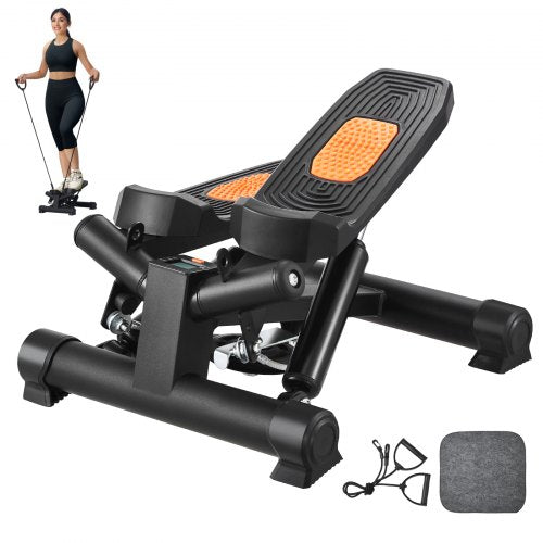 VEVOR Stair Stepper, Mini Stepper for Exercise at Home, Hydraulic Fitness Twist Stepper with Resistance Bands, Full Body Workout Cardio Equipment, Sta