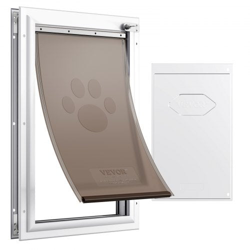 VEVOR Pet Door, 11.3" x 16.02" Aluminum Frame with Lock and Flap System, Weatherproof Doggy Door, Easy to Install in Interior or Exterior Doors, Pet D