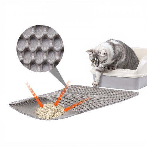 VEVOR Cat Litter Mat, 24 x 15 in, Double-Layer Litter Box Mat, Non-Slip & Urine-Proof Litter-Trapping Mats for Indoor Cats, Honeycomb Design, Soft on