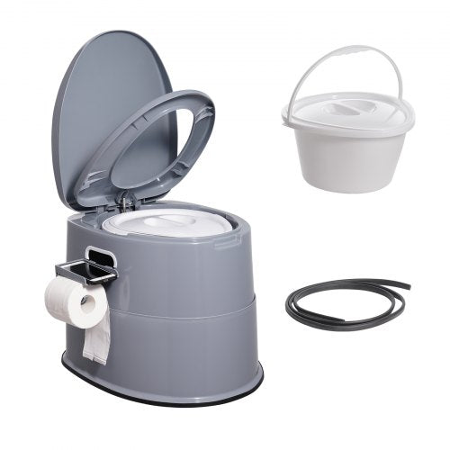 VEVOR Portable Toilet for Camping, Porta Potty with 1.3 Gal Detachable Inner Bucket & Removable Paper Holder, Commode with Dual Lids, Travel Toilet fo