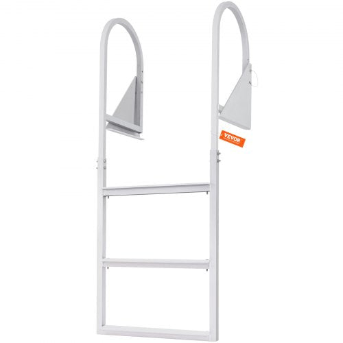 VEVOR Dock Ladder, Flip-Up 3 Steps, 350 lbs Load Capacity, Aluminum Alloy Pontoon Boat Ladder with 2'' Wide Step & Nonslip Rubber Mat, Easy to Install