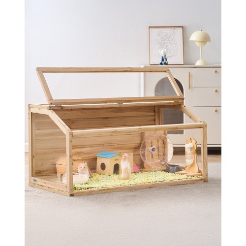 VEVOR Wooden Hamster Cage, 270° Viewing Hamster Habitat, 40 x 20 x 20in, Dwarf Hamster Cages with Openable Top, Ventilated Small Animal Cage, Pet Mous