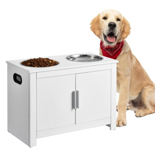VEVOR Pet Feeding Station with 2 Stainless Steel Bowls, Elevated Dog Bowls with Storage, Dog Food Storage and Feeder Station with Storage Cabinet, Pet