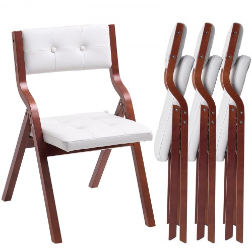 VEVOR Wooden Folding Chairs with Cushion, Set of 4, Portable Foldable Cushion Chair with Wooden Frame, Modern Padded Dining Chair for Kitchen, Office,