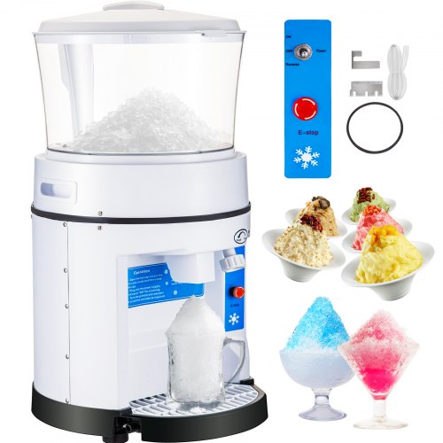 VEVOR 110V Commercial Ice Shaver Crusher 1100LBS-H with 17.6 LBS Hopper, 350W Tabletop Electric Snow Cone Maker 320 RPM Rotate Speed Perfect For Parti