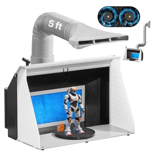 VEVOR Airbrush Spray Booth, Dual Fans, 545 x 475 x 370 mm, Portable Hobby Airbrush Paint Spray Booth Kit with 3 LED Lights and Exhaust Extension Hose,