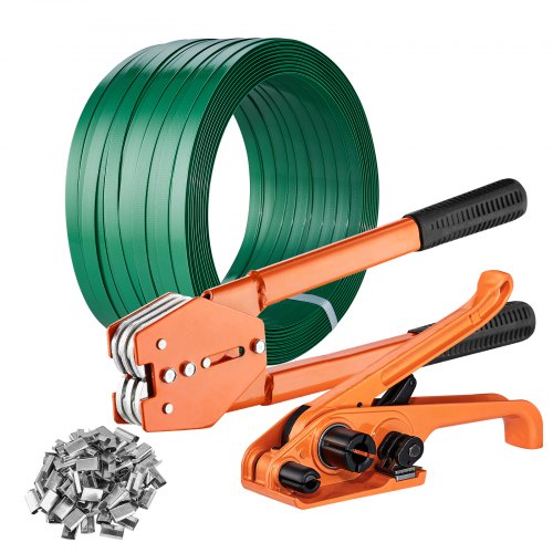 VEVOR Banding Strapping Kit with Strapping Tensioner Tool, Banding Sealer Tool, 304.8 m Length PET Band, 300 Metal Seals, Pallet Packaging Strapping B