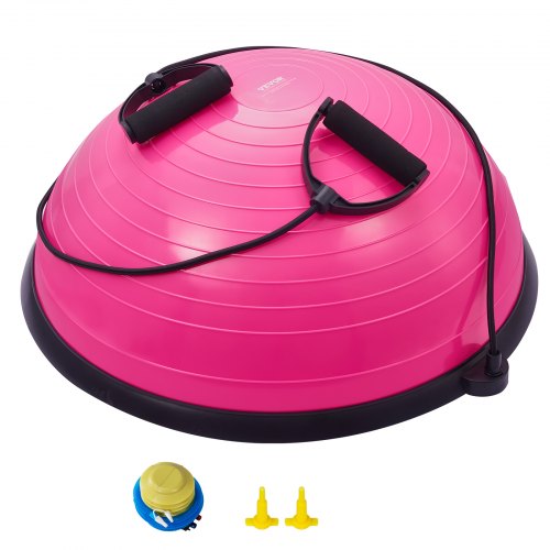 VEVOR Half Exercise Ball Trainer, 23 inch Balance Ball Trainer, 660lbs Capacity Stability Ball, Yoga Ball with Resistance Bands & Foot Pump, Strength