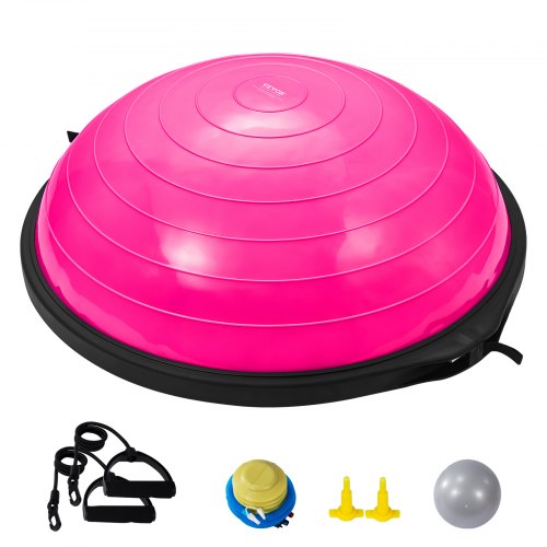 VEVOR Half Exercise Ball Trainer, 26 inch Balance Ball Trainer, 1500lbs Capacity Stability Ball, Yoga Ball with Resistance Bands & Foot Pump, Strength