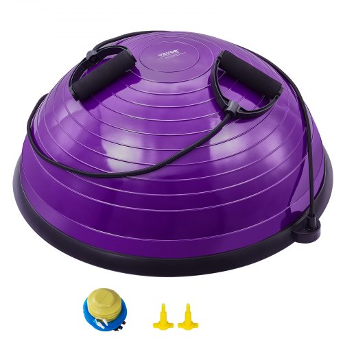 VEVOR Half Exercise Ball Trainer, 23 inch Balance Ball Trainer, 660lbs Stability Ball, Yoga Ball with Resistance Bands & Foot Pump, Strength Fitness B