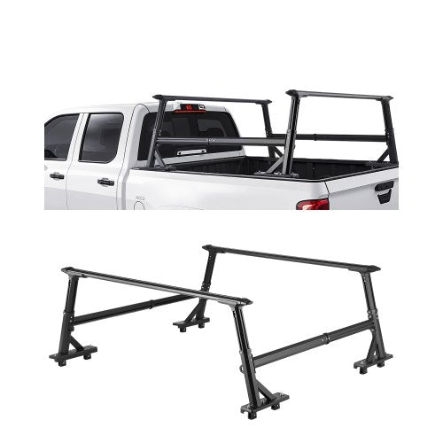 VEVOR Truck Ladder Rack, 53.3-80.01 cm Height, Adjustable Non-Drilling Aluminum Cargo Rack with Sidebar, 362.9 kg Static Capacity, Ideal for Canoes, S
