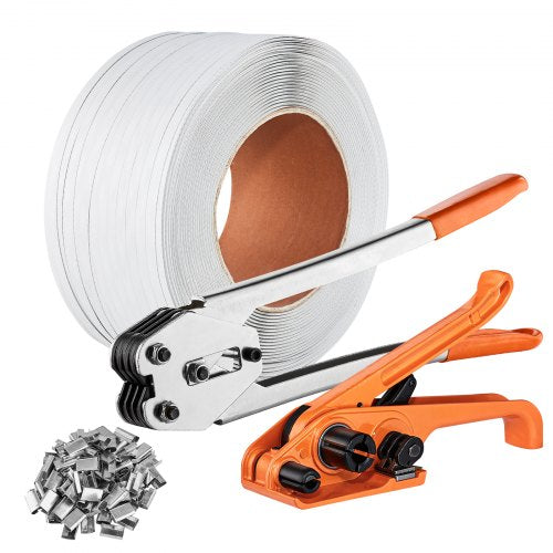 VEVOR Banding Strapping Kit with Strapping Tensioner Tool, Banding Sealer Tool, 3280 ft Length PP Band, 1000 Metal Seals, Pallet Packaging Strapping B