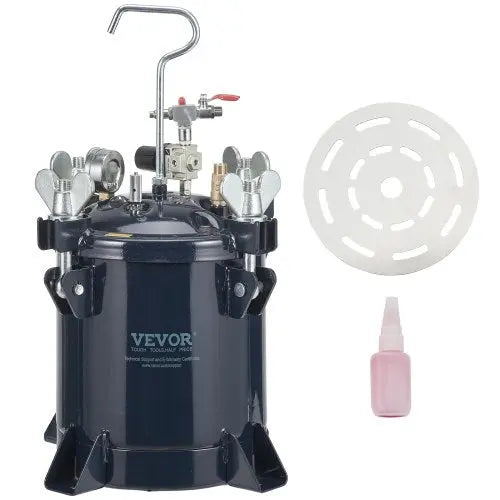VEVOR 10L/2.5gal Spray Paint Pressure Pot Tank,  70PSI Max Air Paint Pressure Pot, Metal Rack and Leak Repair Sealant for Industry Home Decor Architec Matron Inn