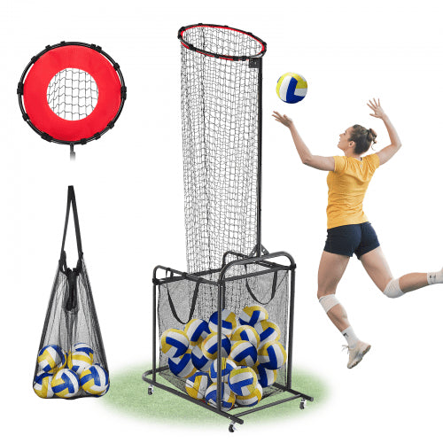 VEVOR Volleyball Setter Training Equipment, Angle and Height Adjustable Volleyball Trainer, Portable Practice Net with Cart, Wheels, Carrying Bag, Ind