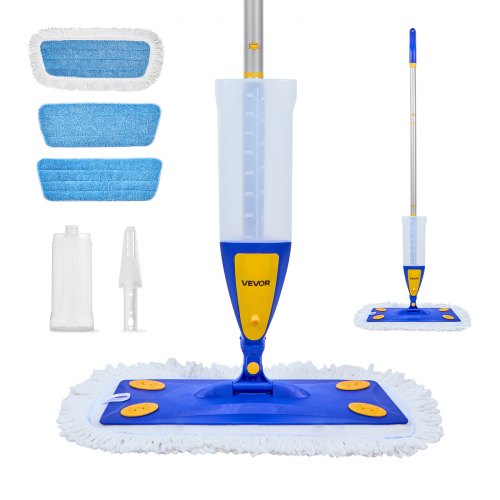 VEVOR Spray Mop, with 3 Washable Pads for Dry and Wet Floor Cleaning & an 800ml Refillable Water Tank, Microfiber Dust Wet Mop & Twisted Cotton Dry Mo
