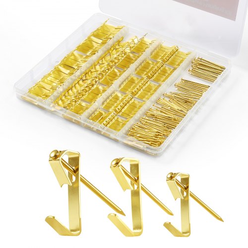 VEVOR 274 Pieces Picture Hanging Kit, 20lbs, 30lbs, and 50lbs Picture Hangers, Heavy Duty Metal Pictures Hanging Hooks with Nails for Mirror, Painting