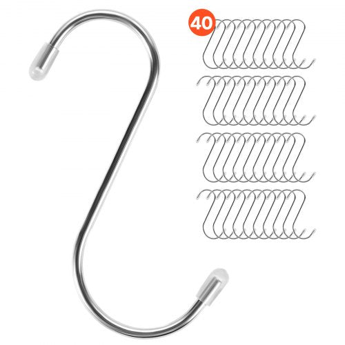VEVOR S Hooks 40 Pack, 3.4 Inch Metal S Shaped Hangers of 22.05 LBS Load Capacity, Heavy Duty Stainless Steel Hanging Hooks for Hanging Plants, Jeans,