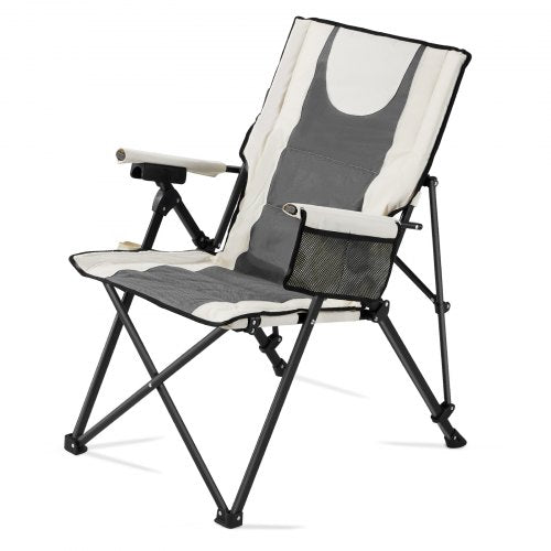 VEVOR Folding Camping Chair, 3 Reclining Positions, Outdoor High Back Camping Chair, 260lbs Weight Capacity, Full Padded Beach Chairs with Armrest & H